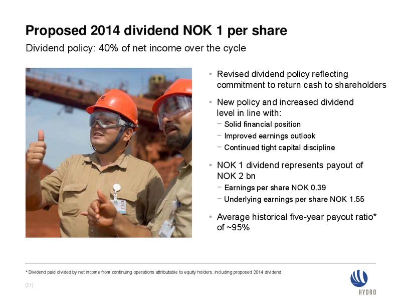 INVESTOR PRESENTATION – Norsk Hydro – slide 20