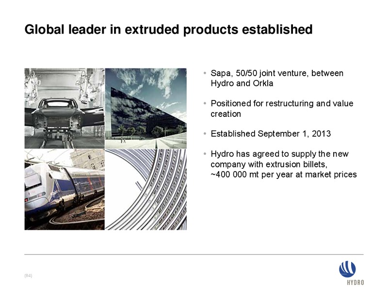 INVESTOR PRESENTATION – Norsk Hydro – slide 83