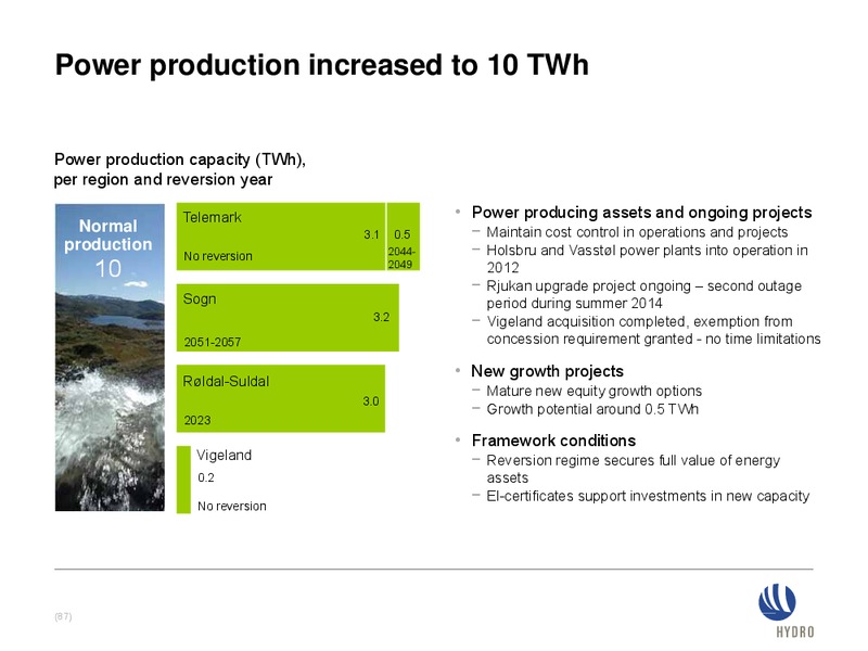 INVESTOR PRESENTATION – Norsk Hydro – slide 86