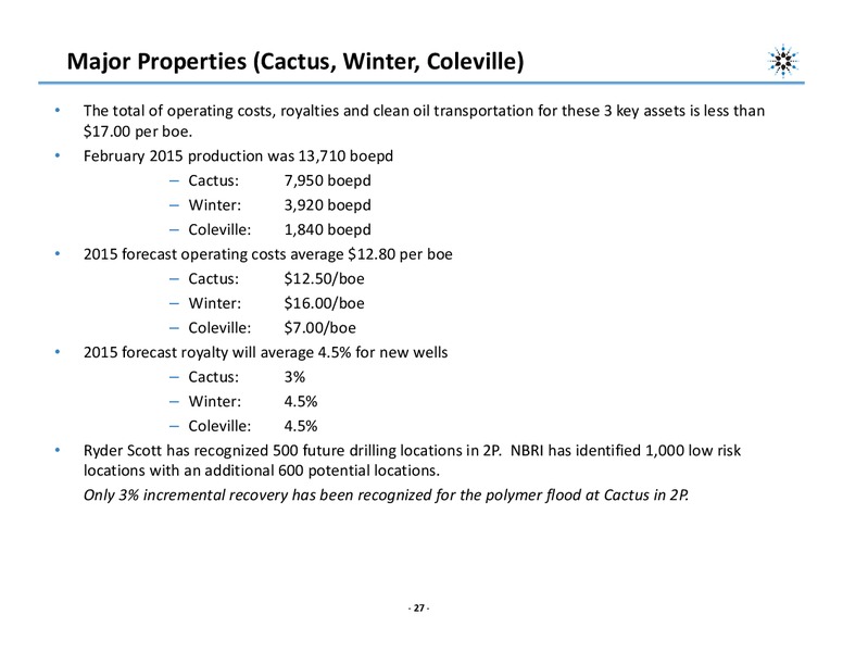 APRIL 2015 CORPORATE PRESENTATION – Northern Blizzard Resources Inc – slide 25