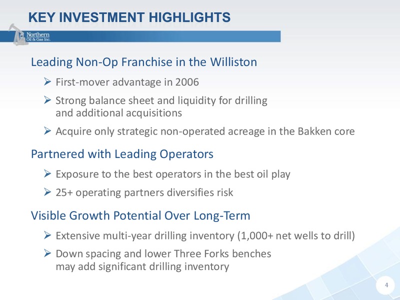 INVESTOR PRESENTATION – Northern Oil and Gas, Inc. – slide 3