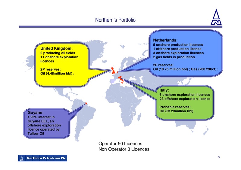 DECEMBER 2009 CORPORATE PRESENTATION – Northern Petroleum Plc – slide 5
