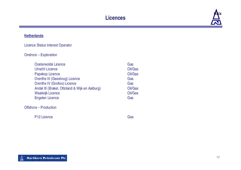 DECEMBER 2009 CORPORATE PRESENTATION – Northern Petroleum Plc – slide 17