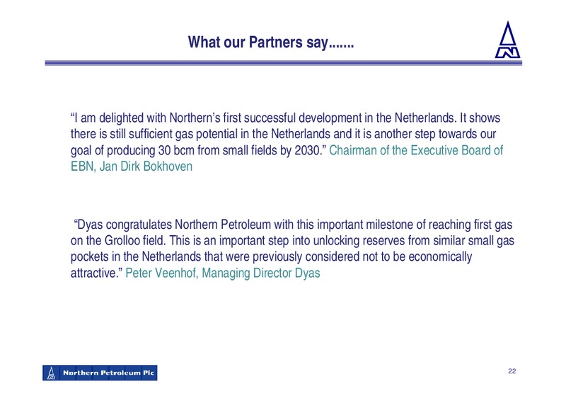 DECEMBER 2009 CORPORATE PRESENTATION – Northern Petroleum Plc – slide 22