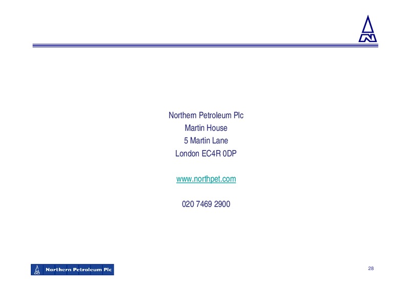 DECEMBER 2009 CORPORATE PRESENTATION – Northern Petroleum Plc – slide 28