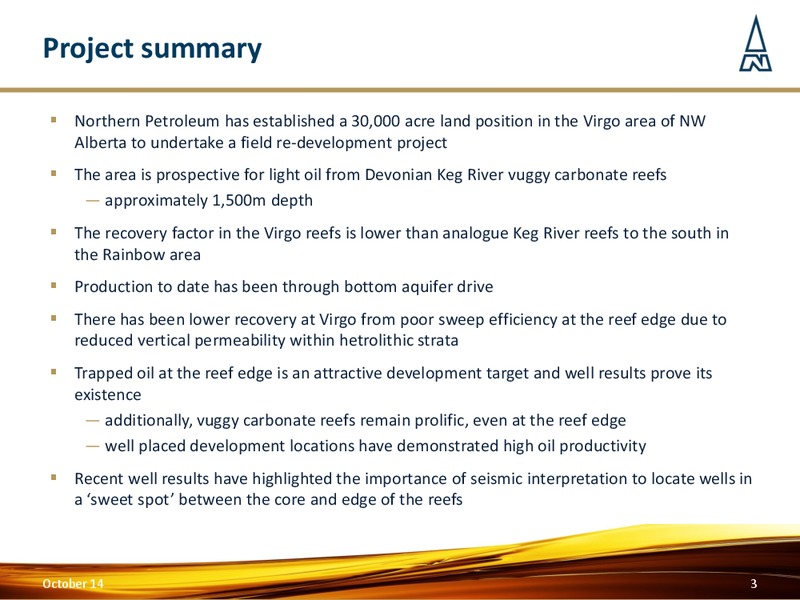Virgo Technical Update – Northern Petroleum Plc – slide 2