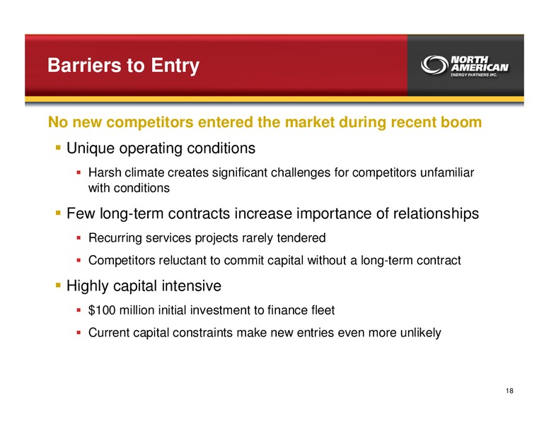 FEBRUARY 2010 INVESTOR PRESENTATION – North American Energy Partners Inc. – slide 18