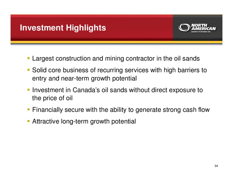 FEBRUARY 2010 INVESTOR PRESENTATION – North American Energy Partners Inc. – slide 34