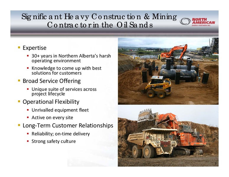 Q3 2014 INVESTOR PRESENTATION – North American Energy Partners Inc. – slide 9