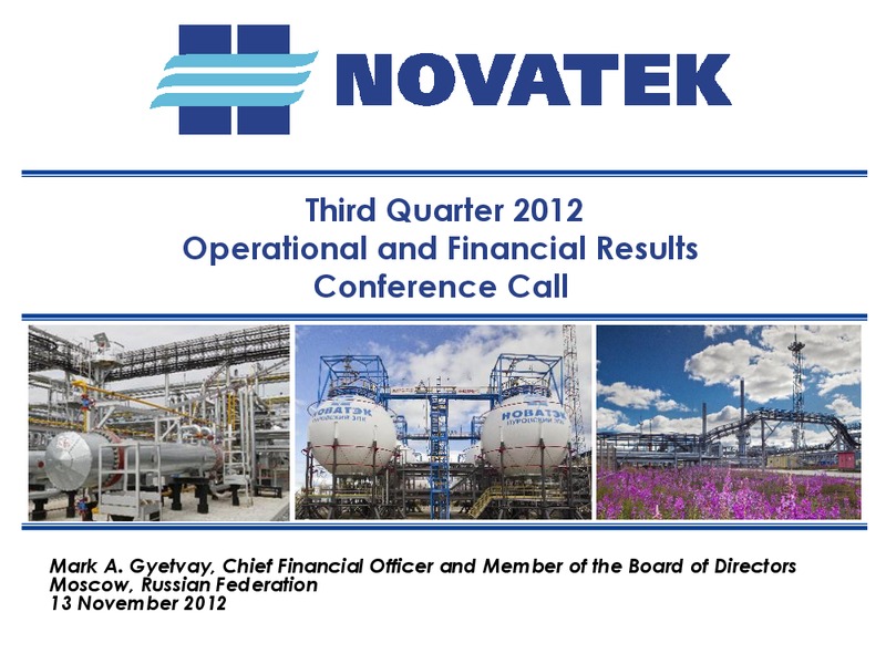 Q3 2012 EARNINGS CALL – Novatek – slide 1