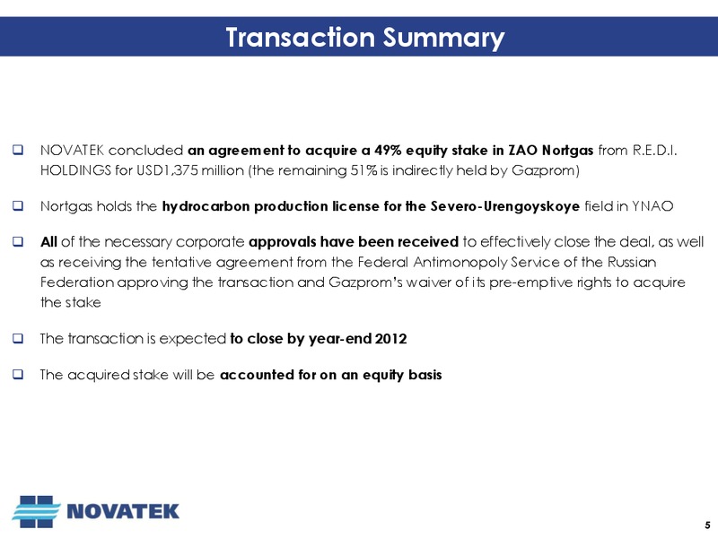 Q3 2012 EARNINGS CALL – Novatek – slide 4