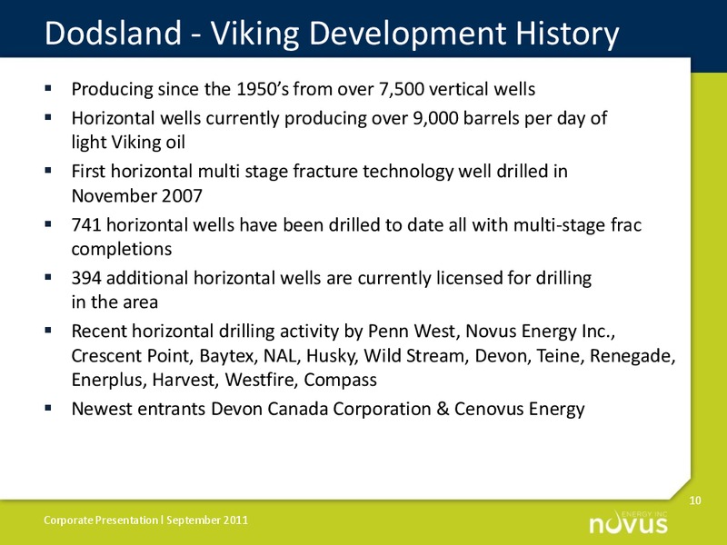SEPTEMBER 2011 CORPORATE PRESENTATION – Novus Energy Inc. – slide 10