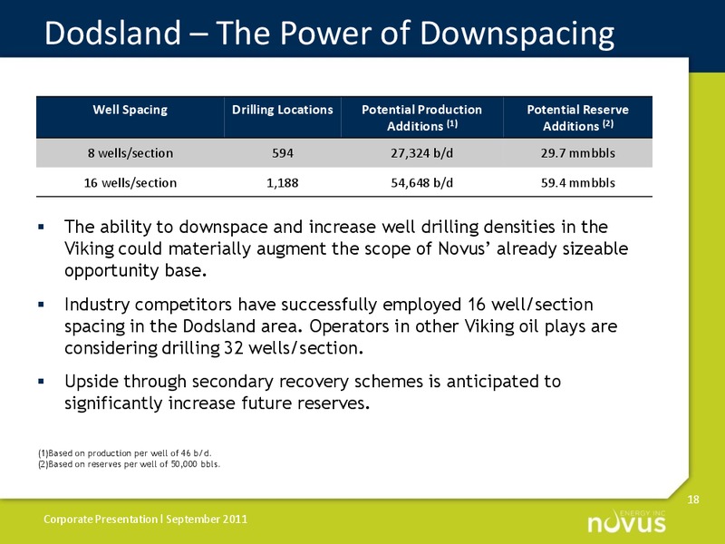 SEPTEMBER 2011 CORPORATE PRESENTATION – Novus Energy Inc. – slide 18