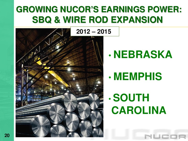 Global Metals & Mining Conference – Nucor Corporation – slide 19