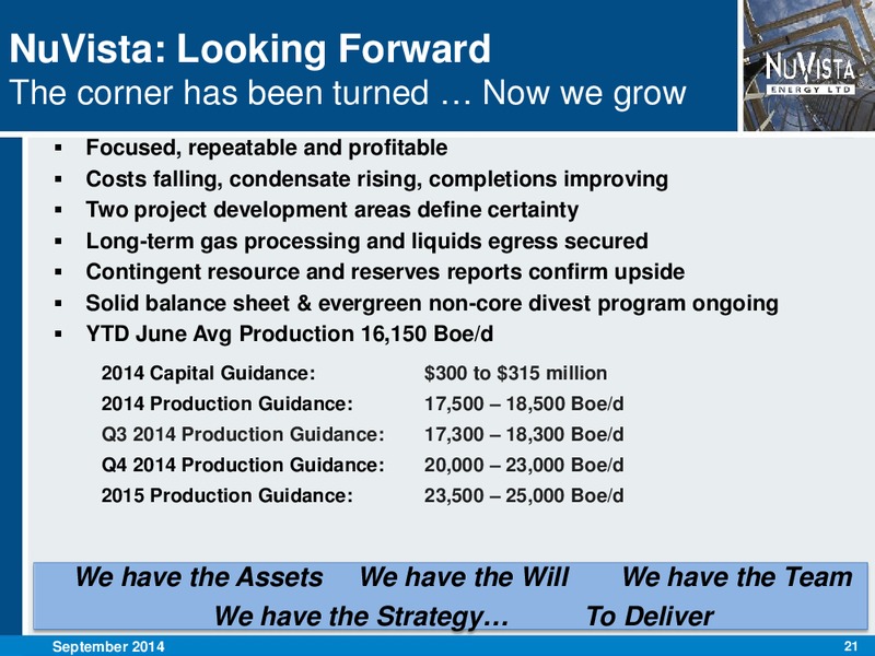 SEPTEMBER 2014 CORPORATE PRESENTATION – Nuvista Energy Ltd. – slide 21