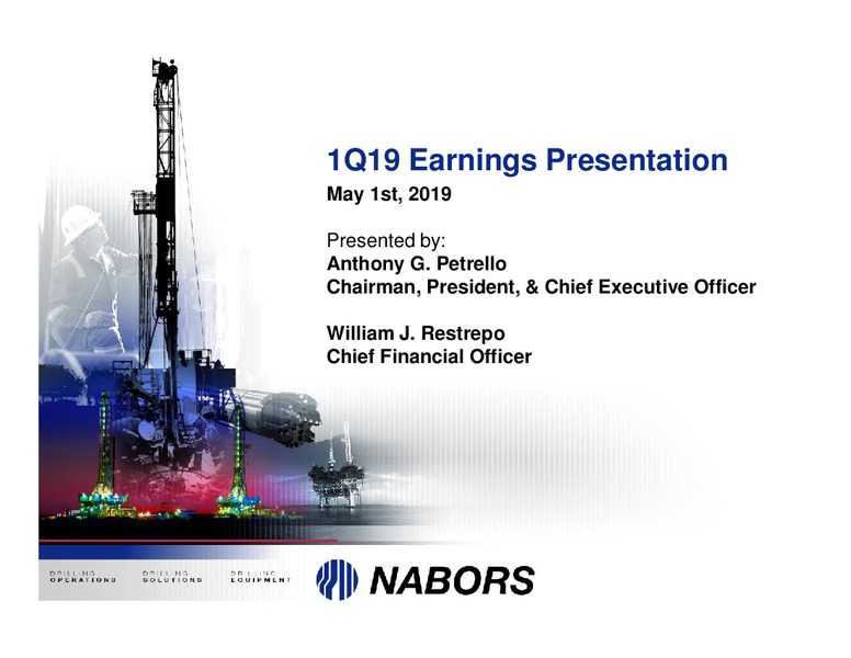 1Q 2019 Earnings Presentation – Nabors Drilling Canada Limited – slide 1