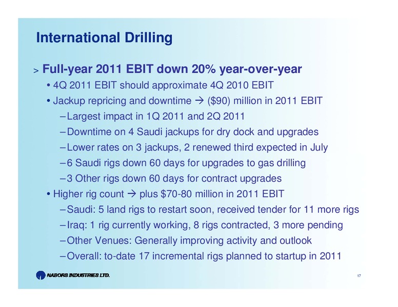 MACQUARIE ENERGY CONFERENCE – Nabors Industries Ltd. – slide 17