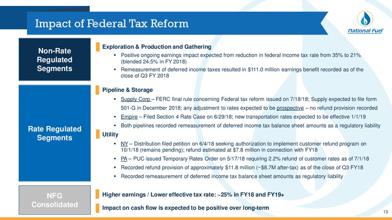 3Q 2018 Investor Presentation – National Fuel Gas Co. – slide 12