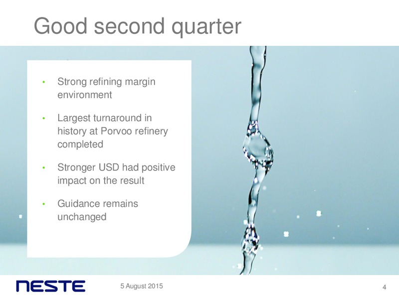 Q2 2015 Results – Neste Oil – slide 3
