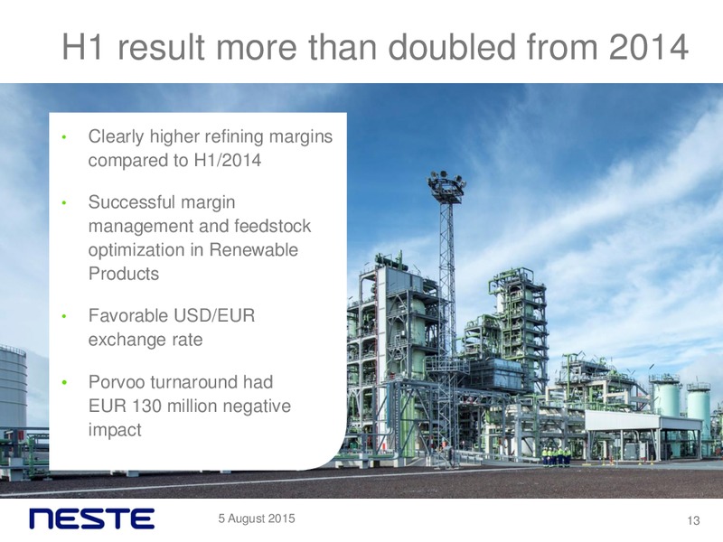 Q2 2015 Results – Neste Oil – slide 12