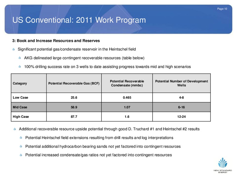JANUARY 2011 INVESTOR PRESENTATION – New Standard Energy – slide 10