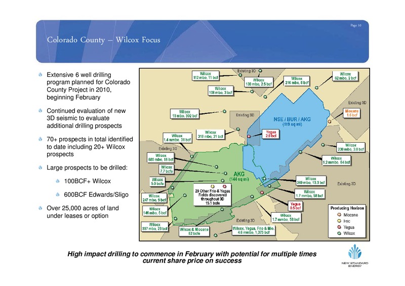FEBRUARY 2010 INVESTOR PRESENTATION – New Standard Energy – slide 10