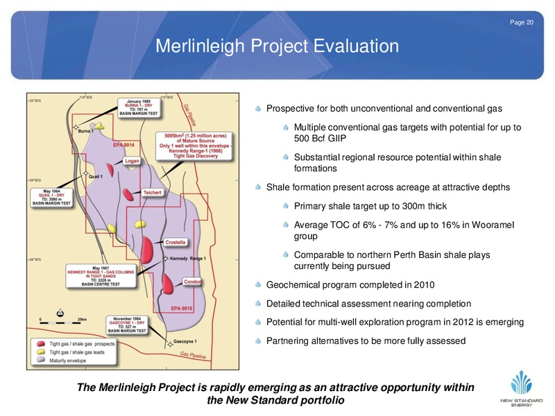 OCTOBER 2011 INVESTOR PRESENTATION – New Standard Energy – slide 21