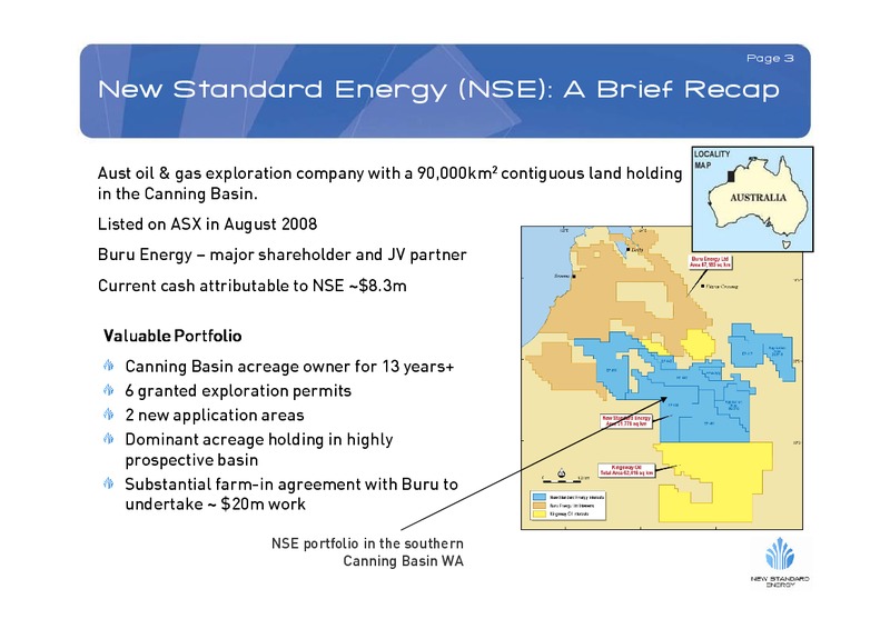NOVEMBER 2008 INVESTOR PRESENTATION – New Standard Energy – slide 3