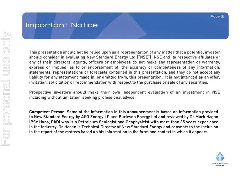 NOVEMBER 2009 INVESTOR PRESENTATION – New Standard Energy – slide 2
