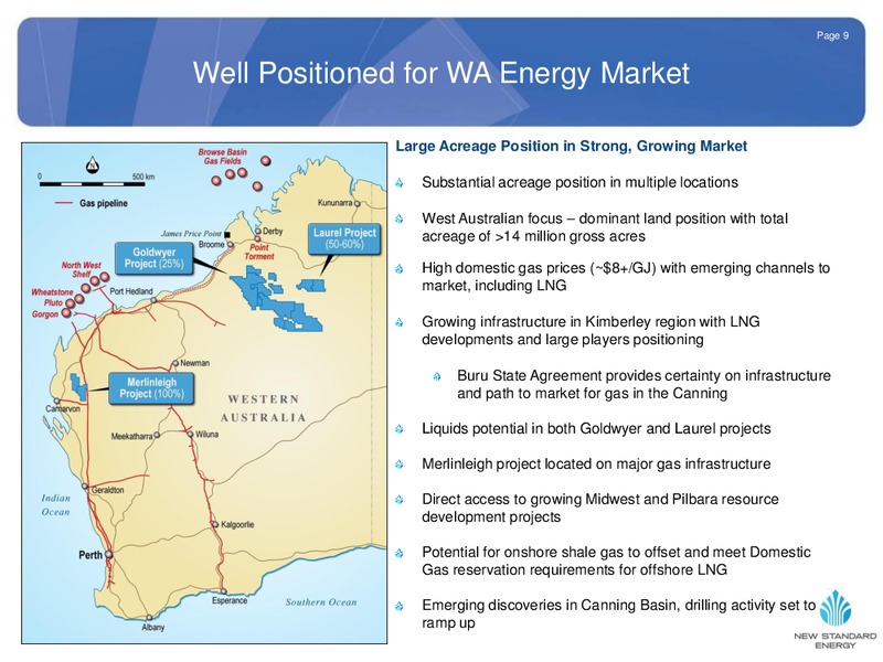 NOVEMBER 2012 INVESTOR PRESENTATION – New Standard Energy – slide 9