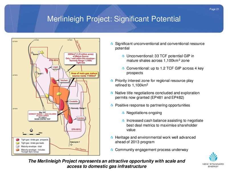 NOVEMBER 2012 INVESTOR PRESENTATION – New Standard Energy – slide 21