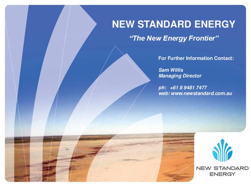 AUSTRALIAN RESOURCES CONFERENCE – New Standard Energy – slide 21