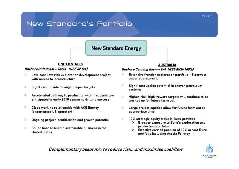 DECEMBER 2009 INVESTOR PRESENTATION – New Standard Energy – slide 3