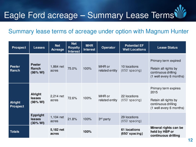 DECEMBER 2013 INVESTOR PRESENTATION – New Standard Energy – slide 12