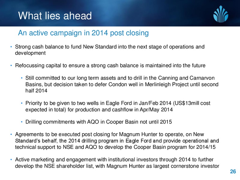 DECEMBER 2013 INVESTOR PRESENTATION – New Standard Energy – slide 26