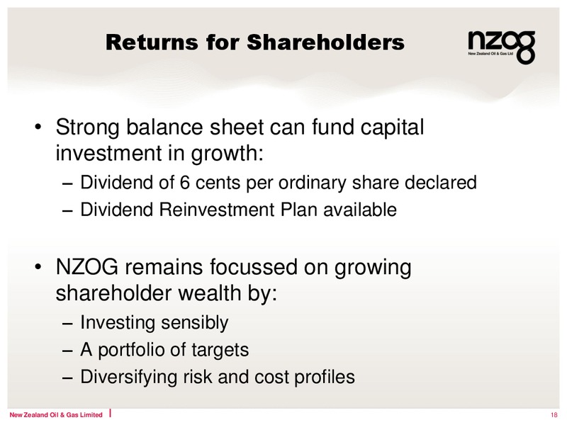 FY 2012 ANNUAL RESULTS – New Zealand Oil & Gas – slide 18