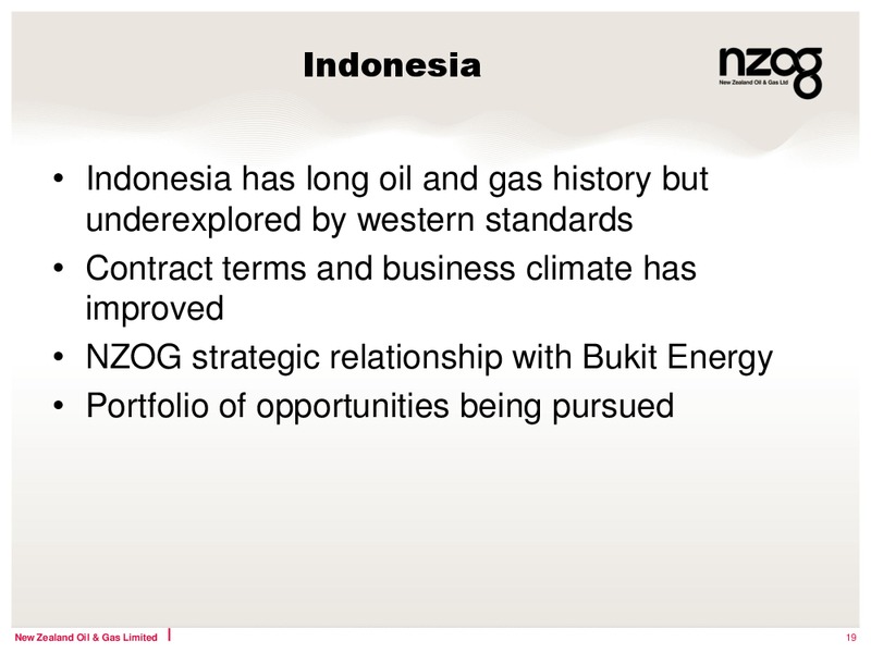 FY2011 ANNUAL RESULTS BRIEFING PRESENTATION – New Zealand Oil & Gas – slide 19