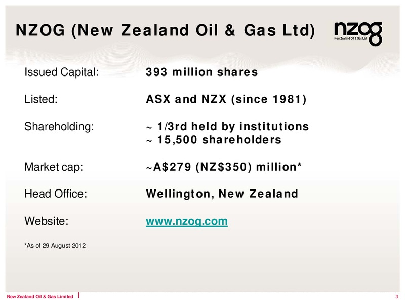 RIU GOOD OIL CONFERENCE – New Zealand Oil & Gas – slide 3