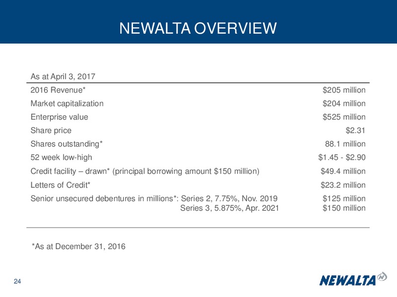 April 2017 Investor Presentation – Newalta Corp. – slide 23