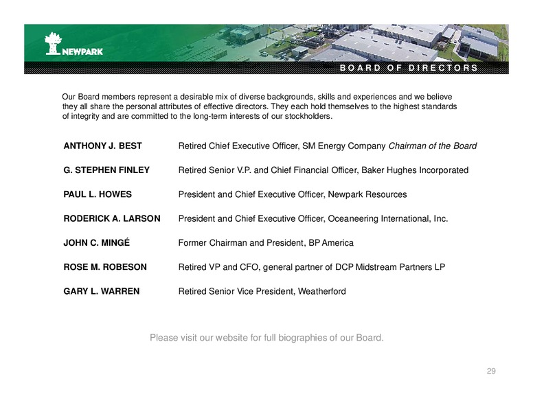 February 2019 Corporate Presentation – Newpark Resources Inc. – slide 27