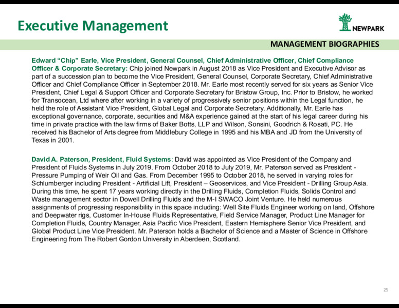 June 2020 Investor Presentation – Newpark Resources Inc. – slide 23