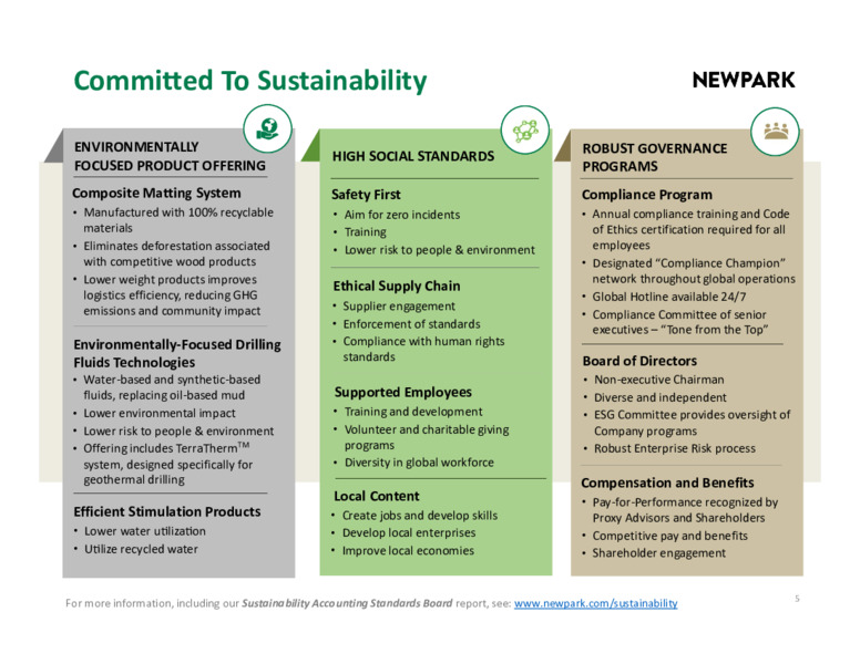 August 2021 Investor Materials – Newpark Resources Inc. – slide 3