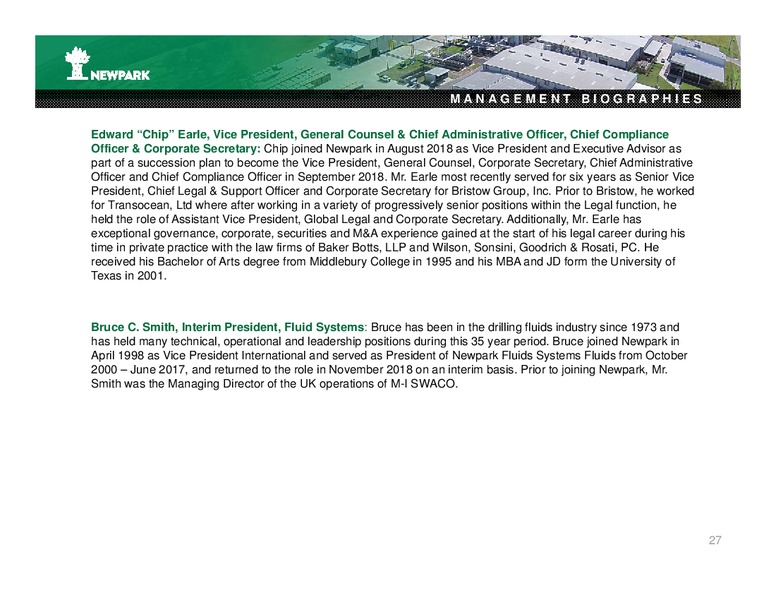 December 2018 Corporate Presentation – Newpark Resources Inc. – slide 25