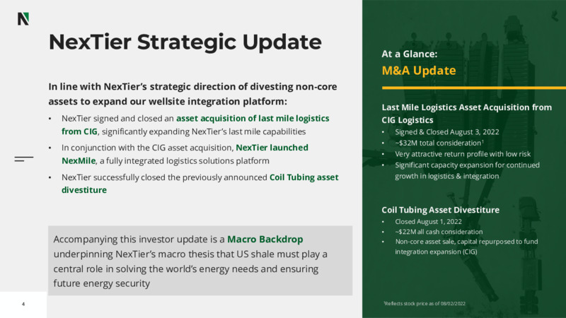 M&A Update – Nextier Oilfield Solutions – slide 2
