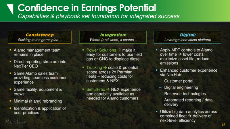 August 2021 Acquisition of Alamo Pressure Pumping – Nextier Oilfield Solutions – slide 12