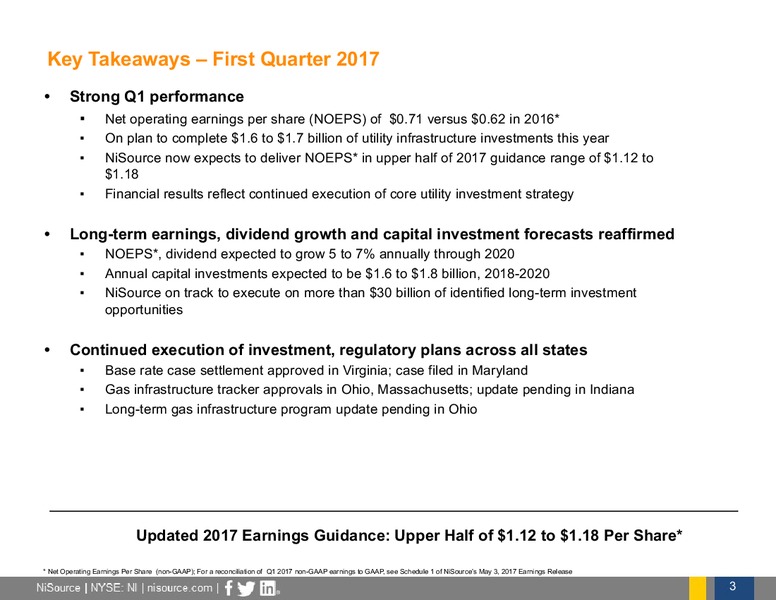 2017 First Quarter Earnings Call – Nisource Inc. – slide 2