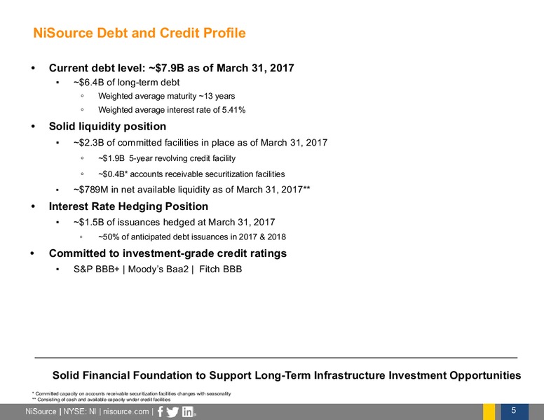 2017 First Quarter Earnings Call – Nisource Inc. – slide 4