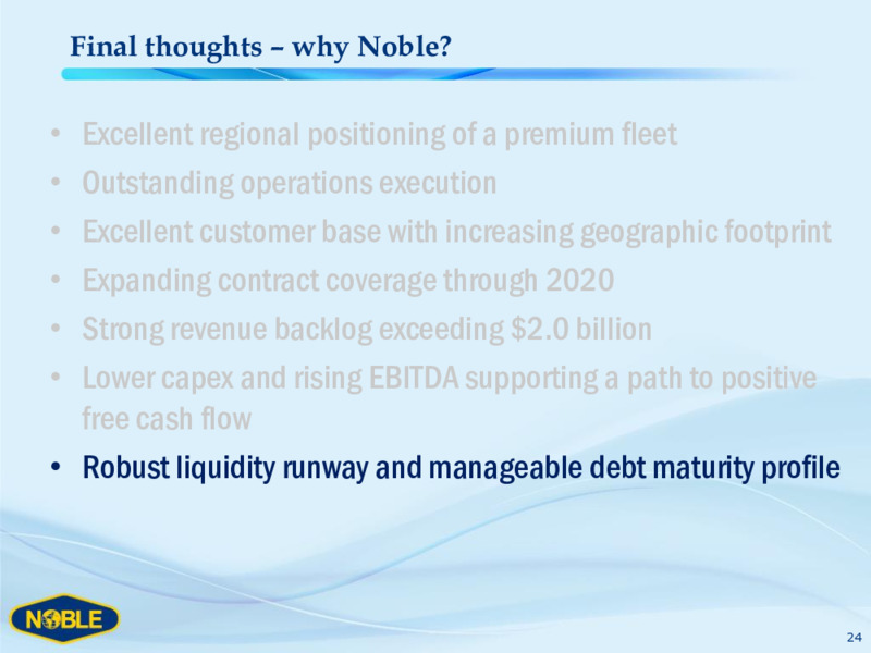 DNB European Roadshow – Noble Corporation plc – slide 23