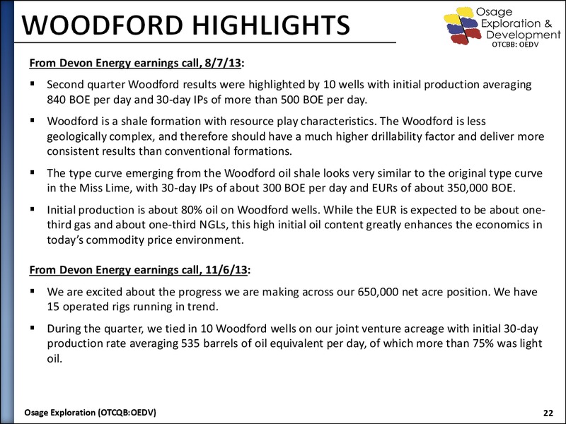 January 2014 Investor Presentation – Osage Exploration and Development, Inc. – slide 21