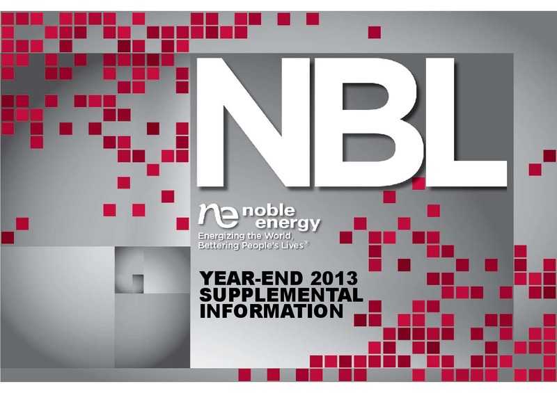 Year End 2013 Supplemental Information – Noble Energy, Inc. – slide 1